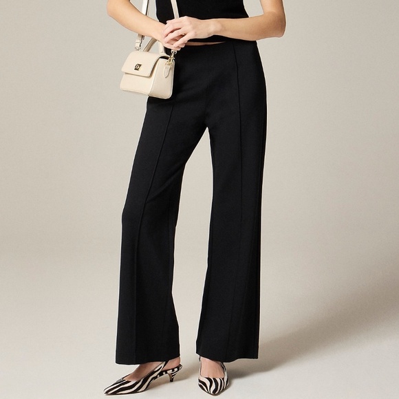 NWT J. Crew Black Wide-leg Pant in Stretch Ponte - S - Picture 1 of 7